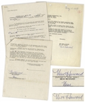 Two May 1959 Contracts Signed by Moe Howard -- One 12pp. Signed Twice by Moe & Initialed Several Times; Other 1pp. Regarding Joe DeRitas Likeness Signed Once -- Each Measures 8.5 x 11, Very Good
